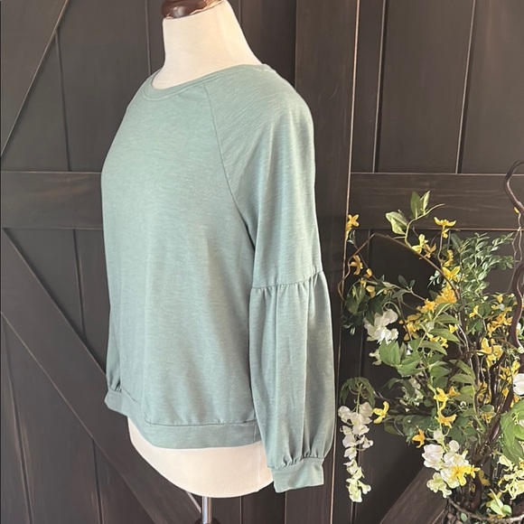 Knox Rose Sage Sweatshirt with lower puff sleeves - Picture 5 of 7